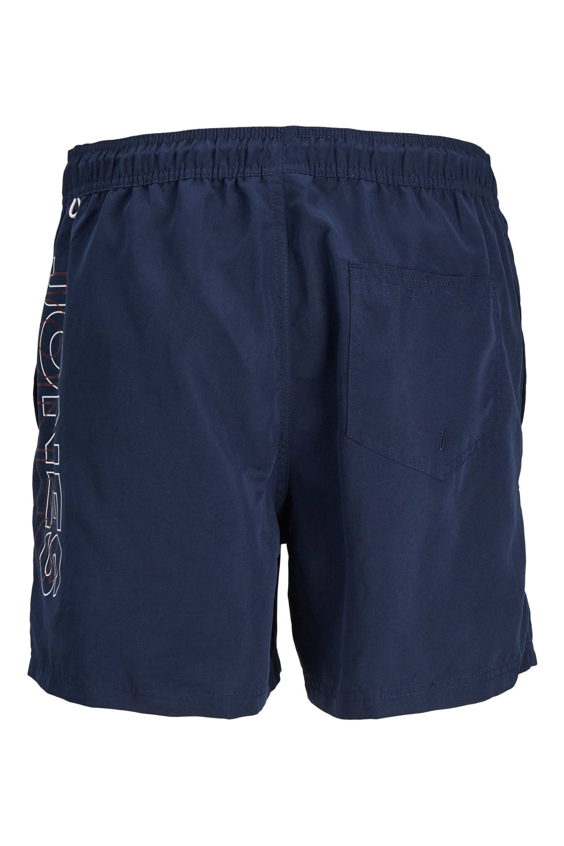 JACK & JONES Navy Blue Swim Shorts With Contrast Lining - Image 8 of 8