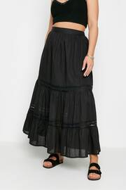 Yours Curve Black Peasant Tiered Maxi Skirt - Image 1 of 5