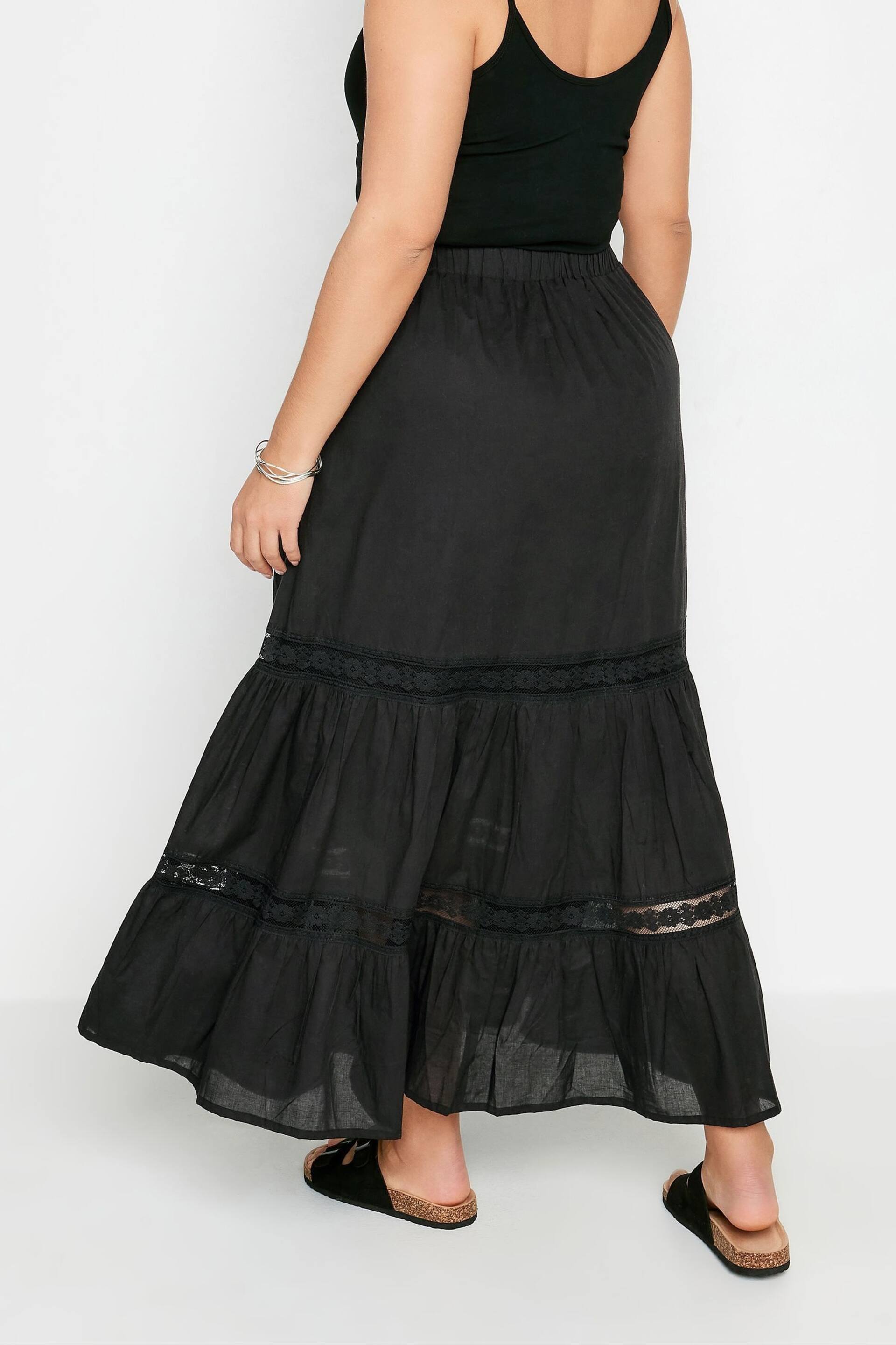 Yours Curve Black Peasant Tiered Maxi Skirt - Image 3 of 5