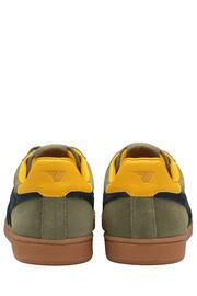 Gola Khaki/Navy/Sun Men's Equipe II Leather Lace-Up Trainers - Image 2 of 4