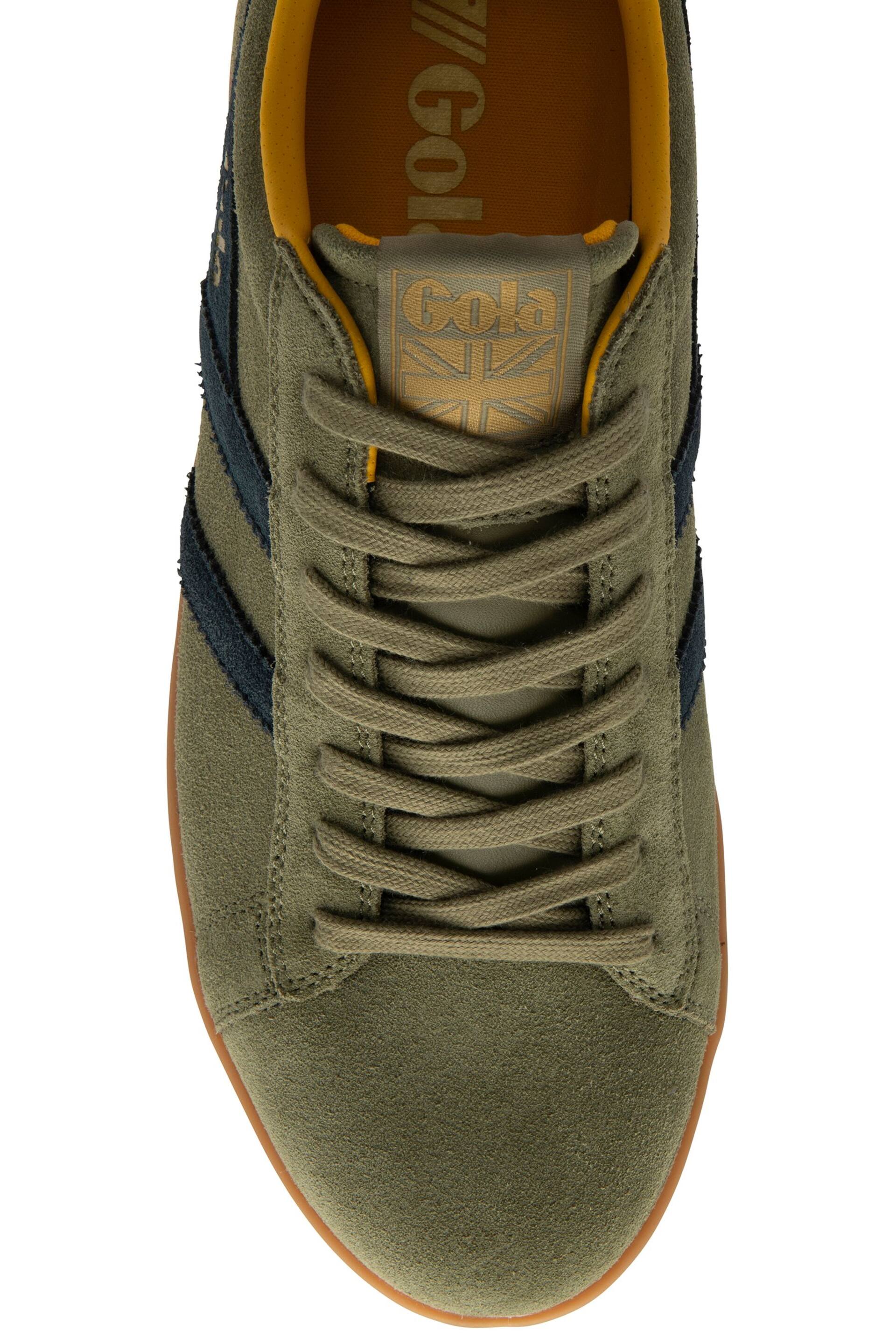 Gola Khaki/Navy/Sun Men's Equipe II Leather Lace-Up Trainers - Image 3 of 4