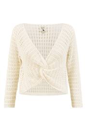 Yumi White Crochet Cotton Twisted Bolero Top - Image 4 of 4
