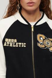 Superdry Black College Graphic Jersey Bomber Jacket - Image 4 of 4