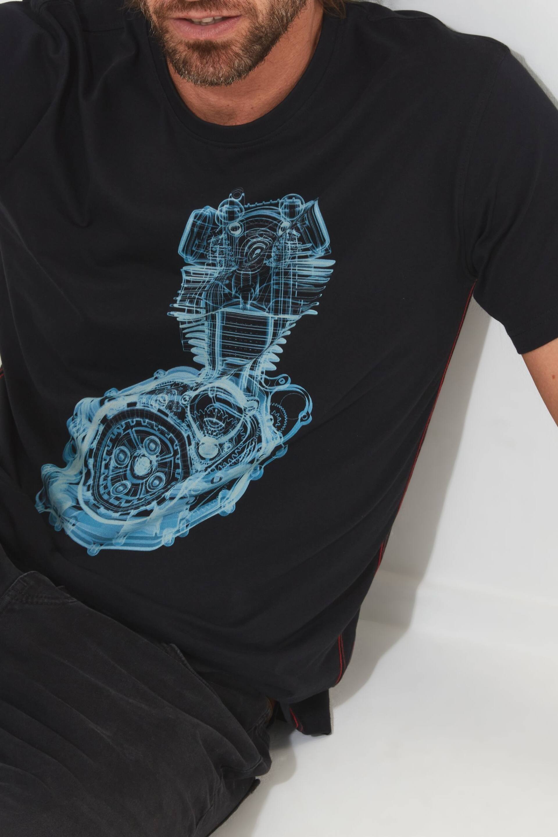 Joe Browns Black Engine Print Graphic T-Shirt - Image 4 of 5