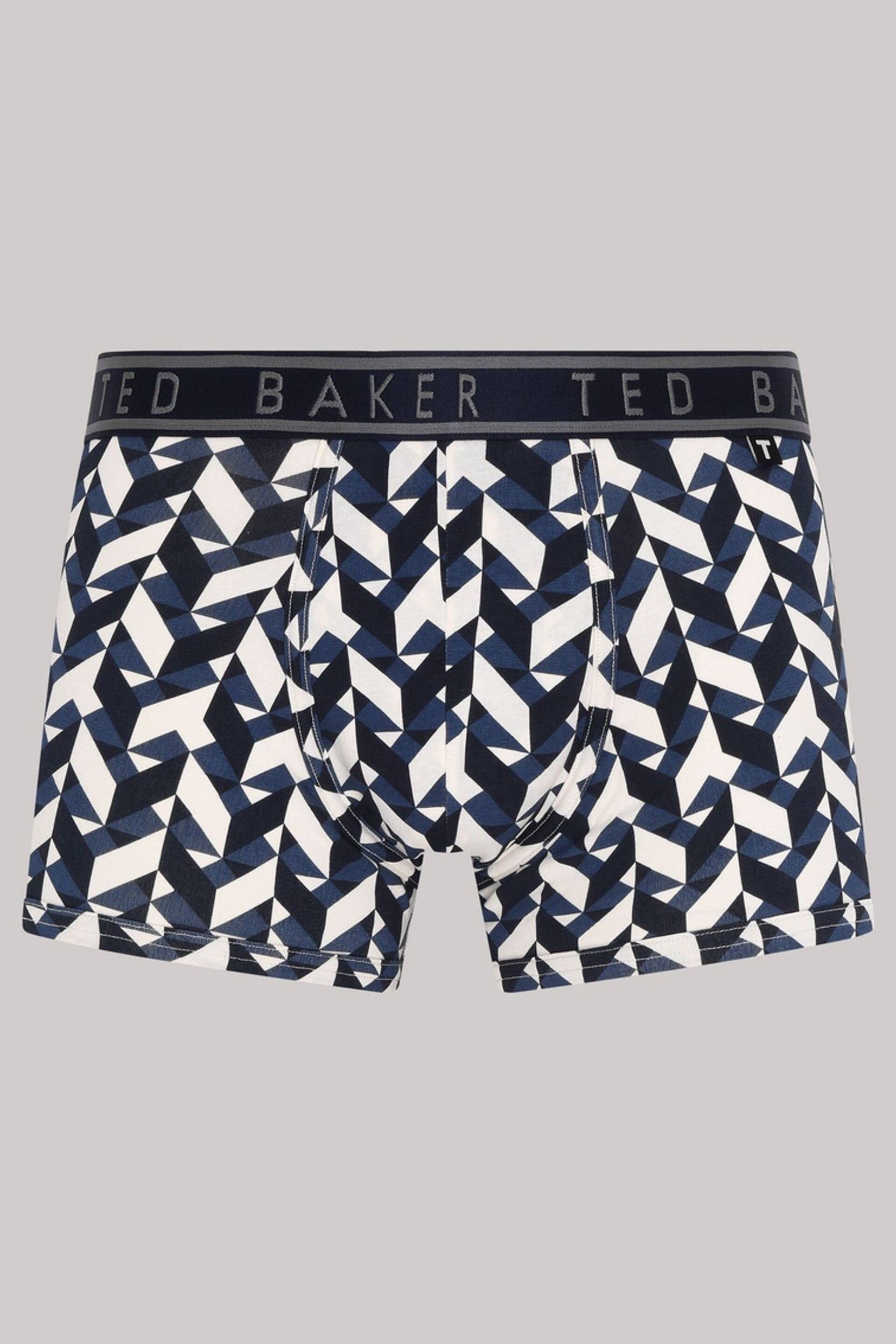 Ted Baker Blue Cotton Trunks 3 Pack - Image 3 of 6