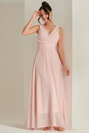 Jolie Moi Light Pink Pleated Bodice Chiffon Maxi Dress - Image 4 of 6