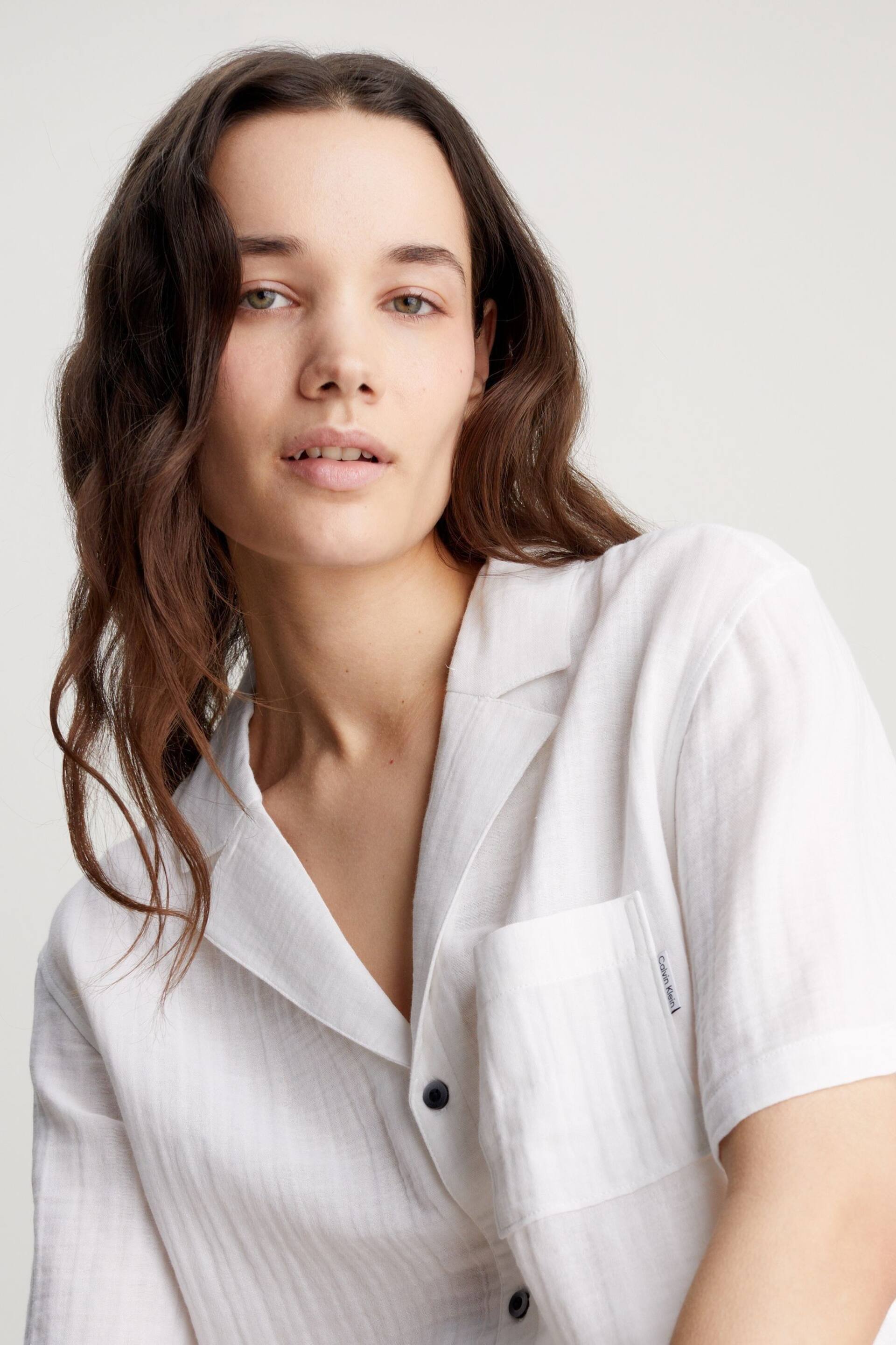 Calvin Klein White Short Sleeve Button Down Shirt - Image 3 of 4