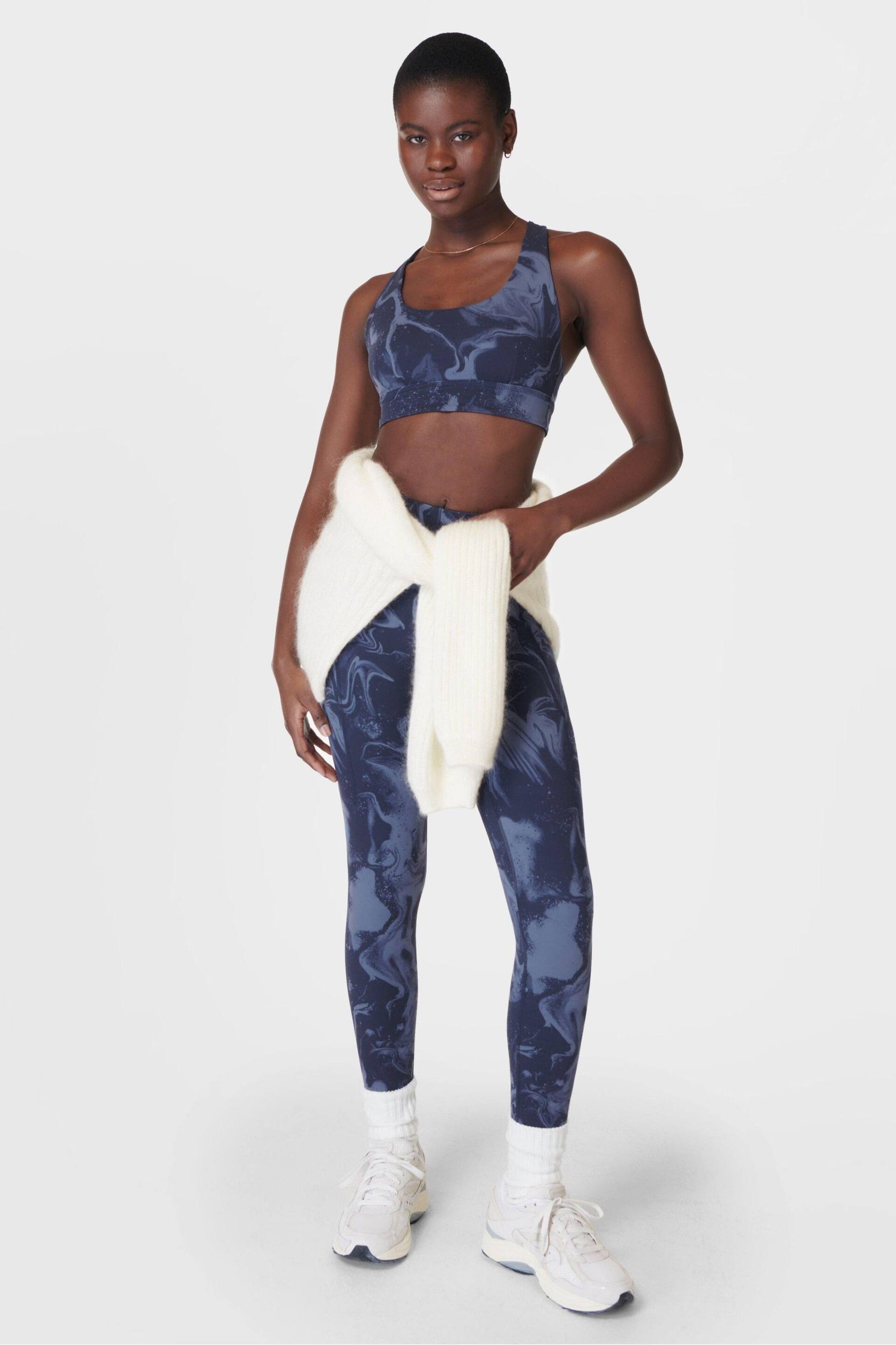 Sweaty Betty Blue Marble Speckle Print 7/8 Length Super Soft Yoga Leggings - Image 3 of 6