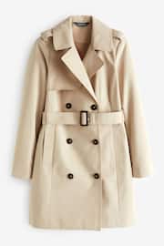 Sosandar Natural Double Breasted Trench Coat With Pocket - Image 6 of 6