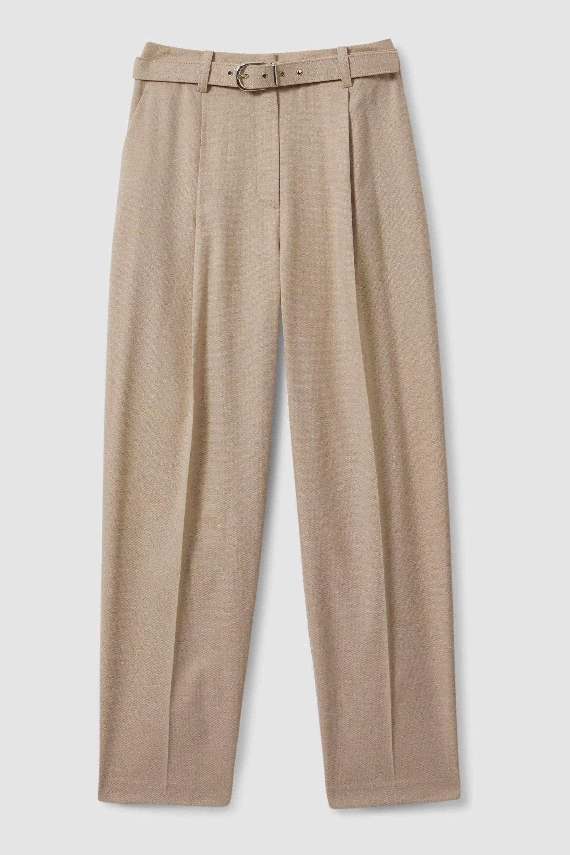 Reiss Neutral Freja Petite Tapered Belted Trousers - Image 2 of 7