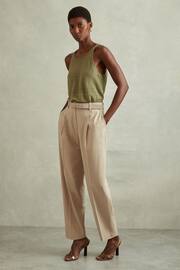 Reiss Neutral Freja Petite Tapered Belted Trousers - Image 3 of 7