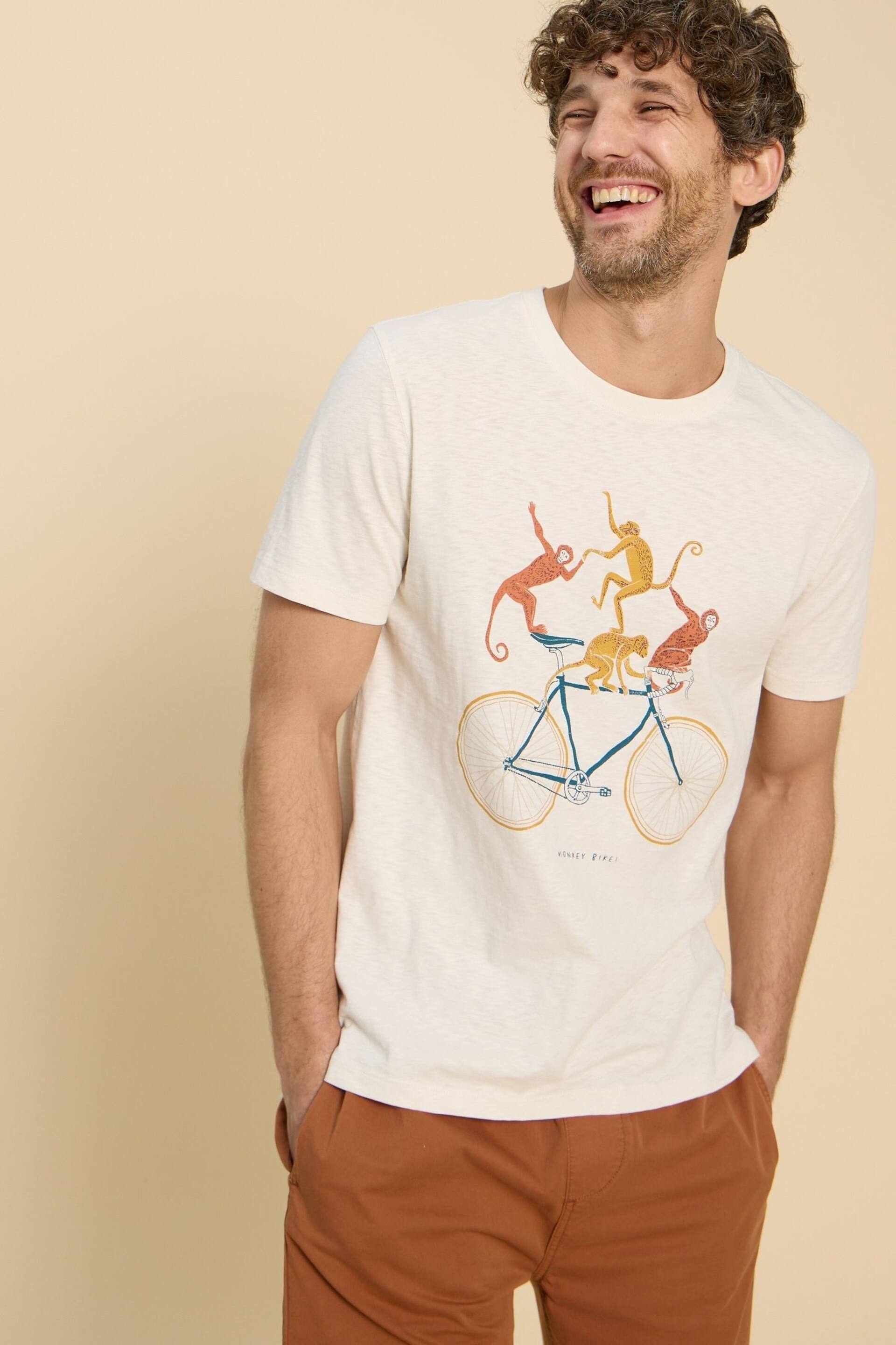 White Stuff White Monkey On A Bike Graphic T-Shirt - Image 1 of 7