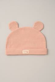 Homegrown Pink 3 Piece Ribbed Bodysuit Joggers And Bear Hat Set - Image 3 of 5