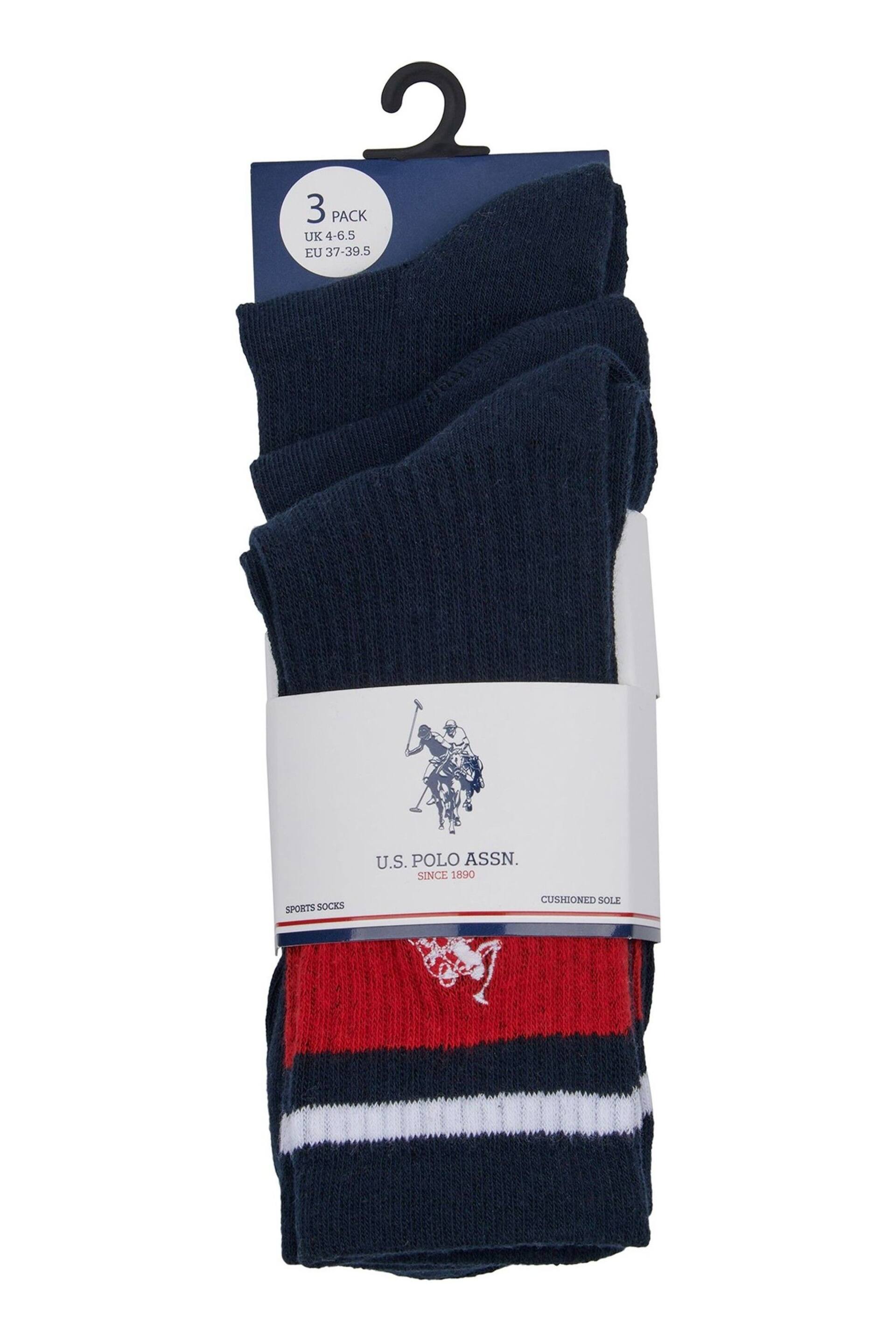 U.S. Polo Assn. Brand Stripe Sports Socks 3 Pack - Image 2 of 3
