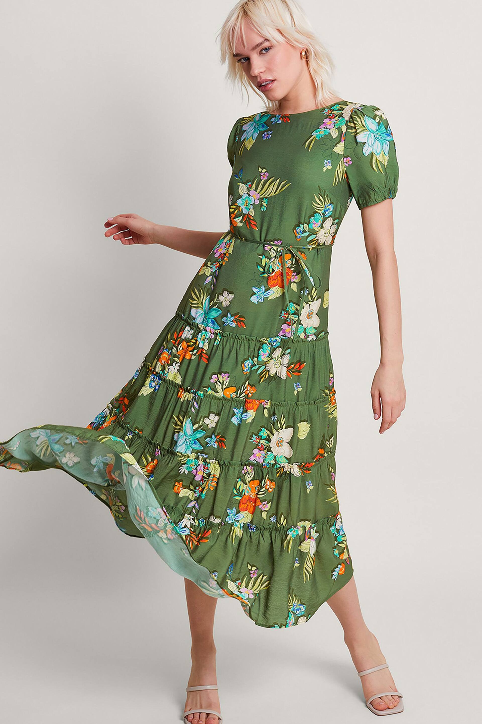 Monsoon Green Zafia Tiered Dress - Image 1 of 5
