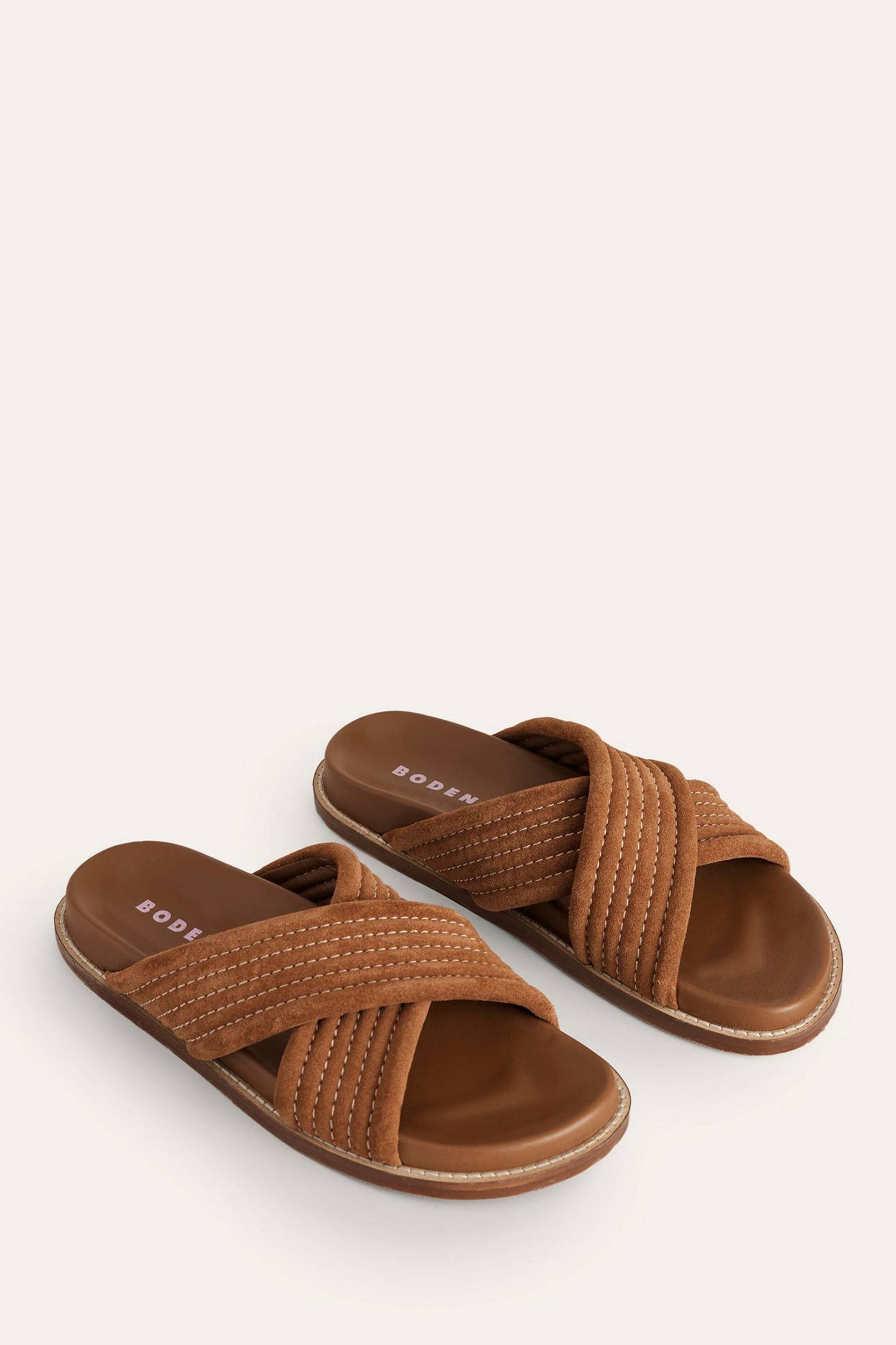 Boden Brown Cross Strap Sliders - Image 3 of 4