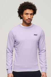 Superdry Purple Essential Logo Crew Sweatshirt - Image 1 of 6