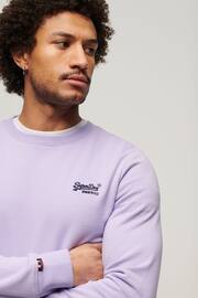 Superdry Purple Essential Logo Crew Sweatshirt - Image 3 of 6
