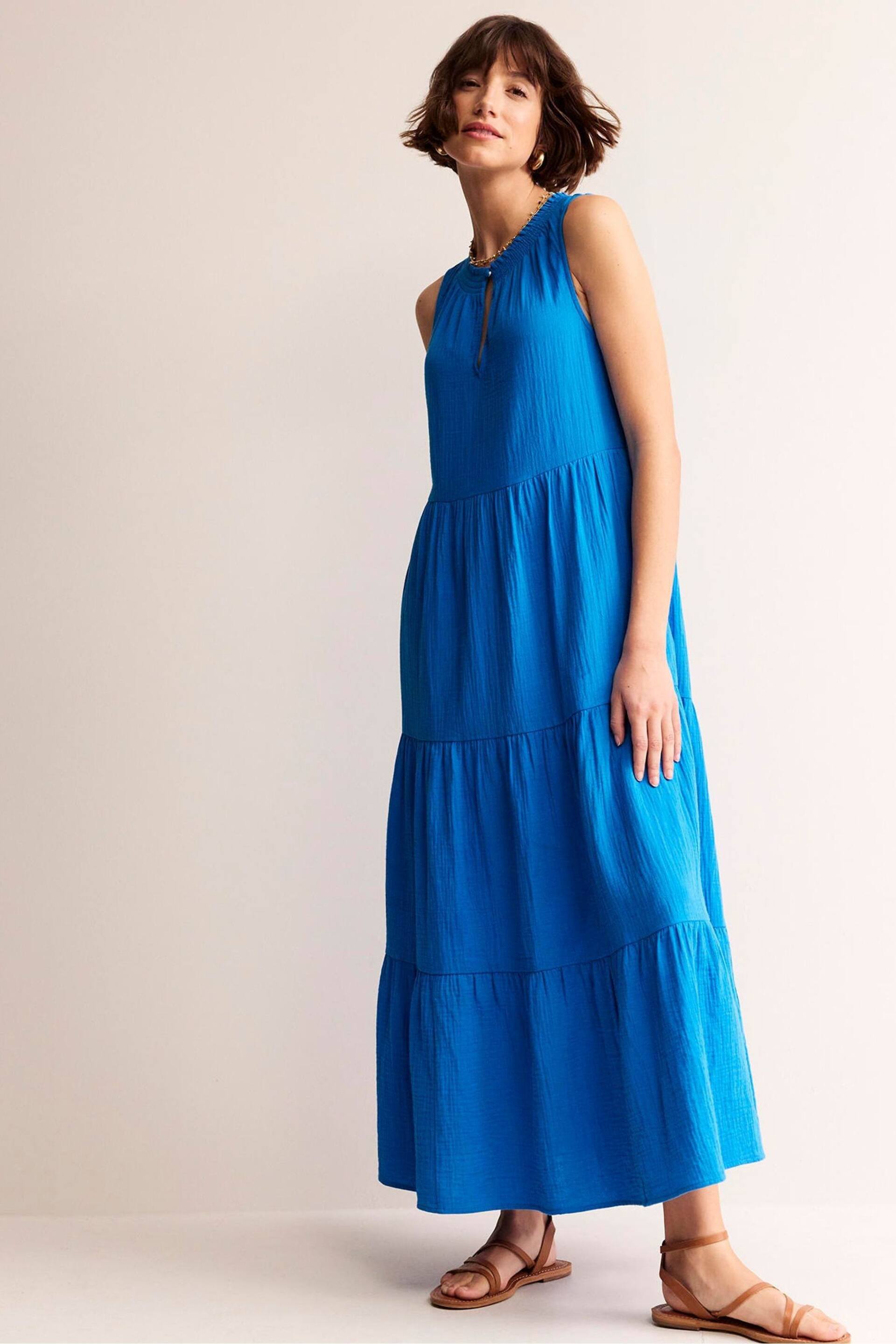 Boden Blue Double Cloth Maxi Tiered Dress - Image 2 of 6