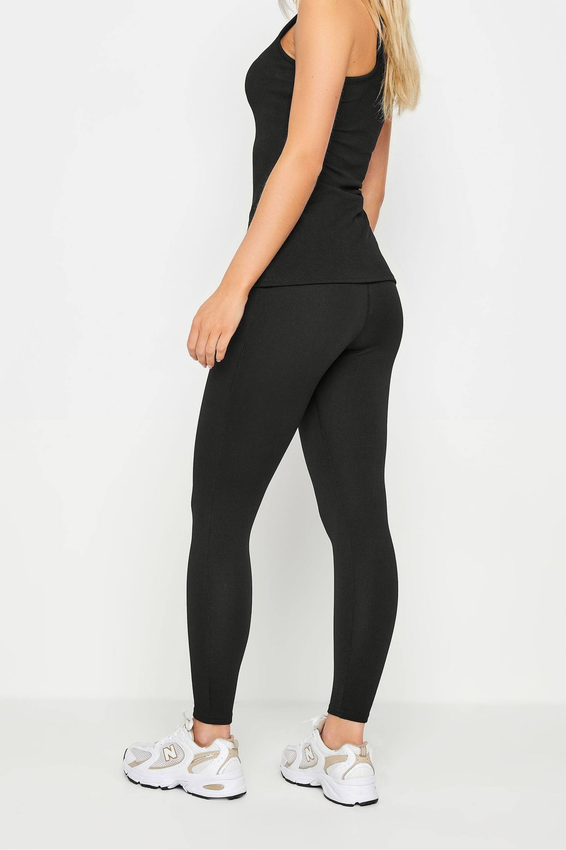 PixieGirl Petite Black Active Ribbed Leggings - Image 3 of 5