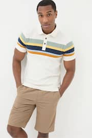 FatFace Natural Perranporth Chest Stripe Polo Shirt - Image 1 of 4