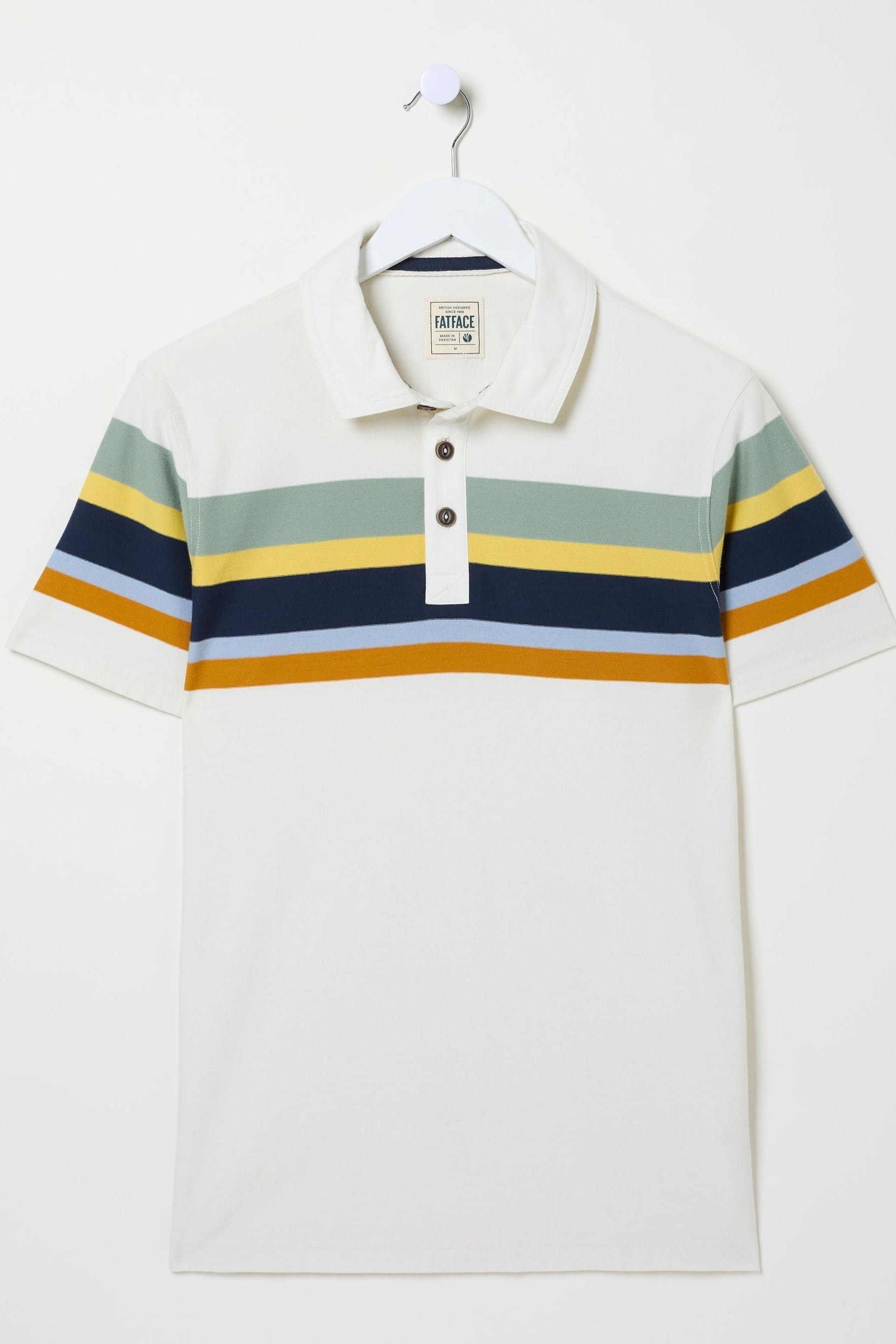 FatFace Natural Perranporth Chest Stripe Polo Shirt - Image 4 of 4