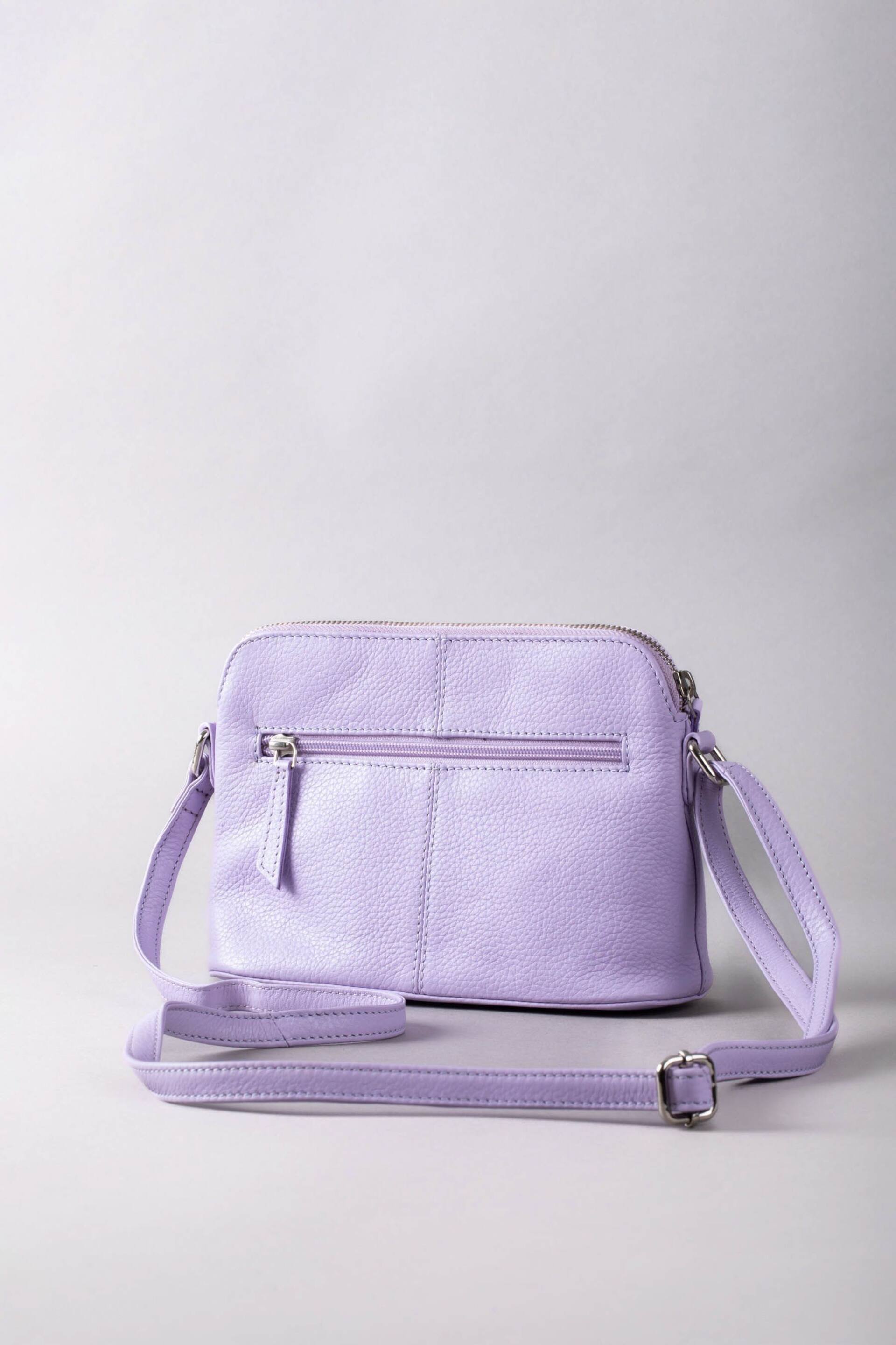 Lakeland Leather Purple Alston Curved Leather Cross-Body Bag - Image 4 of 6