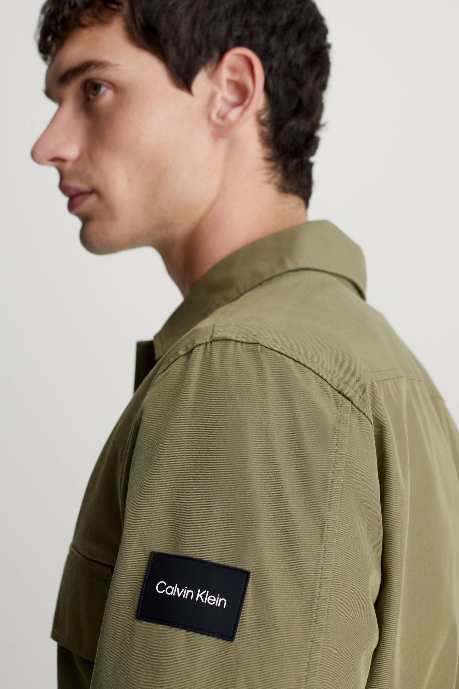 Calvin Klein Green Cargo Nylon Overshirt - Image 3 of 4