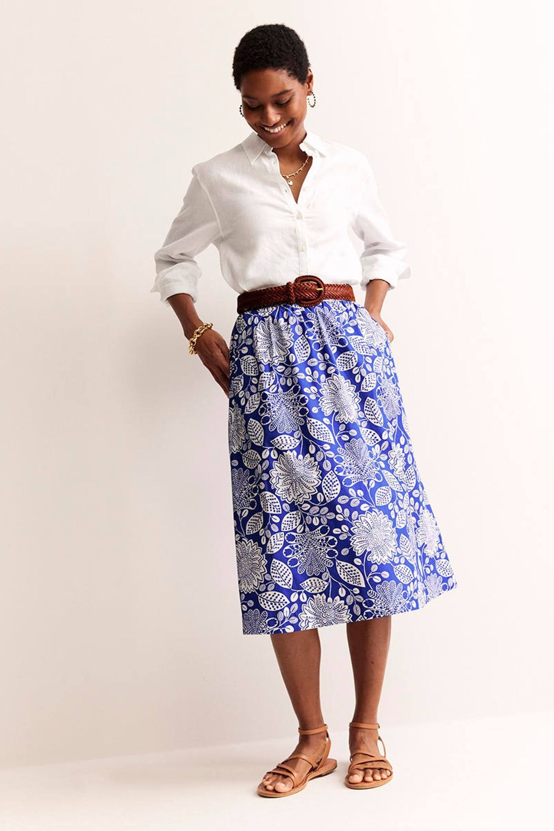 Boden Blue Petite Hattie Poplin Midi Skirt - Image 1 of 5