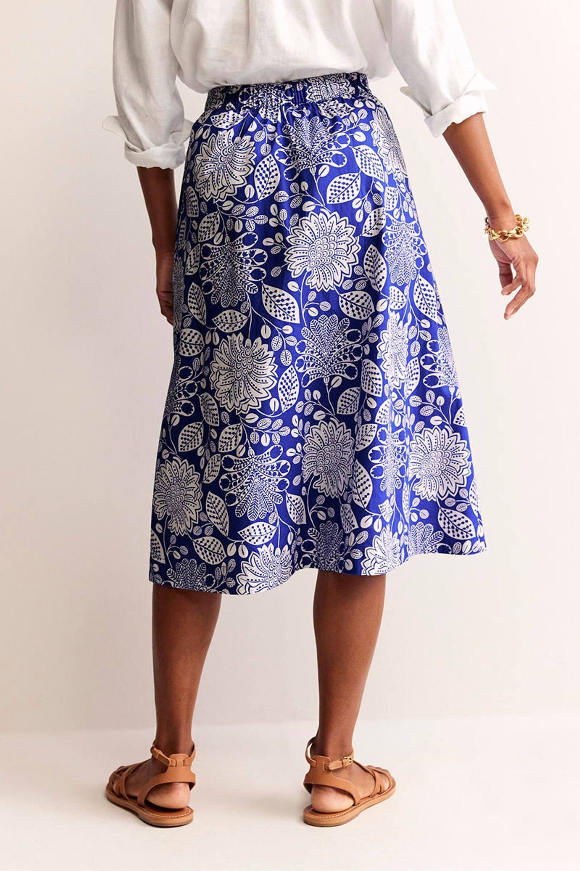 Boden Blue Petite Hattie Poplin Midi Skirt - Image 3 of 5