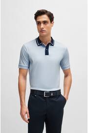 BOSS Blue Contrast Collar Slim Fit Polo Shirt - Image 2 of 5