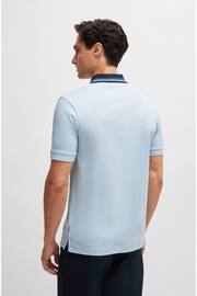 BOSS Blue Contrast Collar Slim Fit Polo Shirt - Image 3 of 5