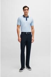 BOSS Blue Contrast Collar Slim Fit Polo Shirt - Image 4 of 5