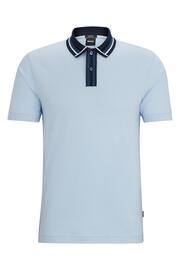 BOSS Blue Contrast Collar Slim Fit Polo Shirt - Image 5 of 5