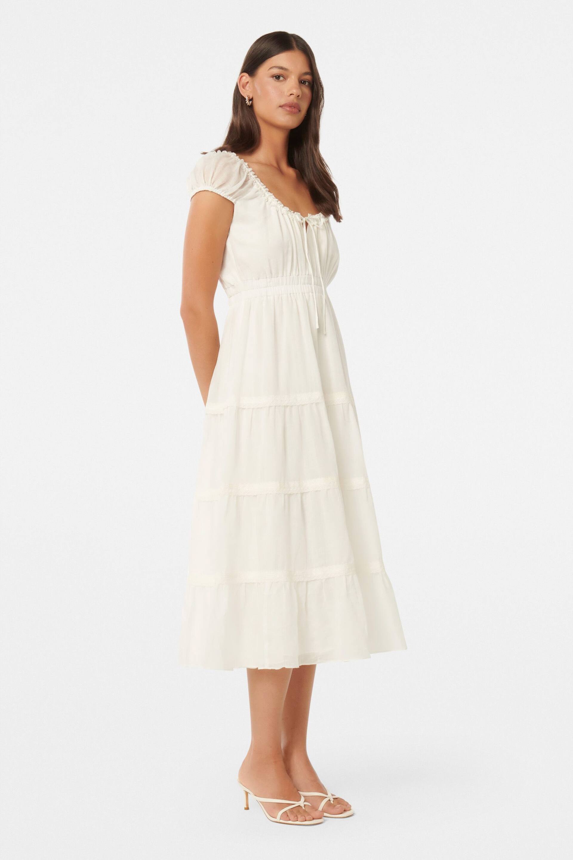 Forever New White Tuscany Trim Detail Midi Dress - Image 4 of 5