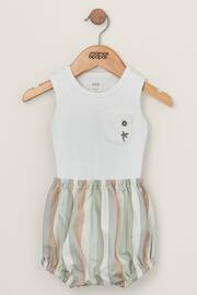 Mamas & Papas White Bodysuit And Stripe Shorts Set 2 Piece - Image 1 of 4