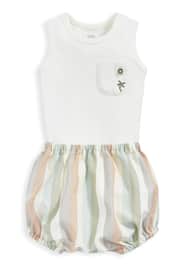 Mamas & Papas White Bodysuit And Stripe Shorts Set 2 Piece - Image 2 of 4