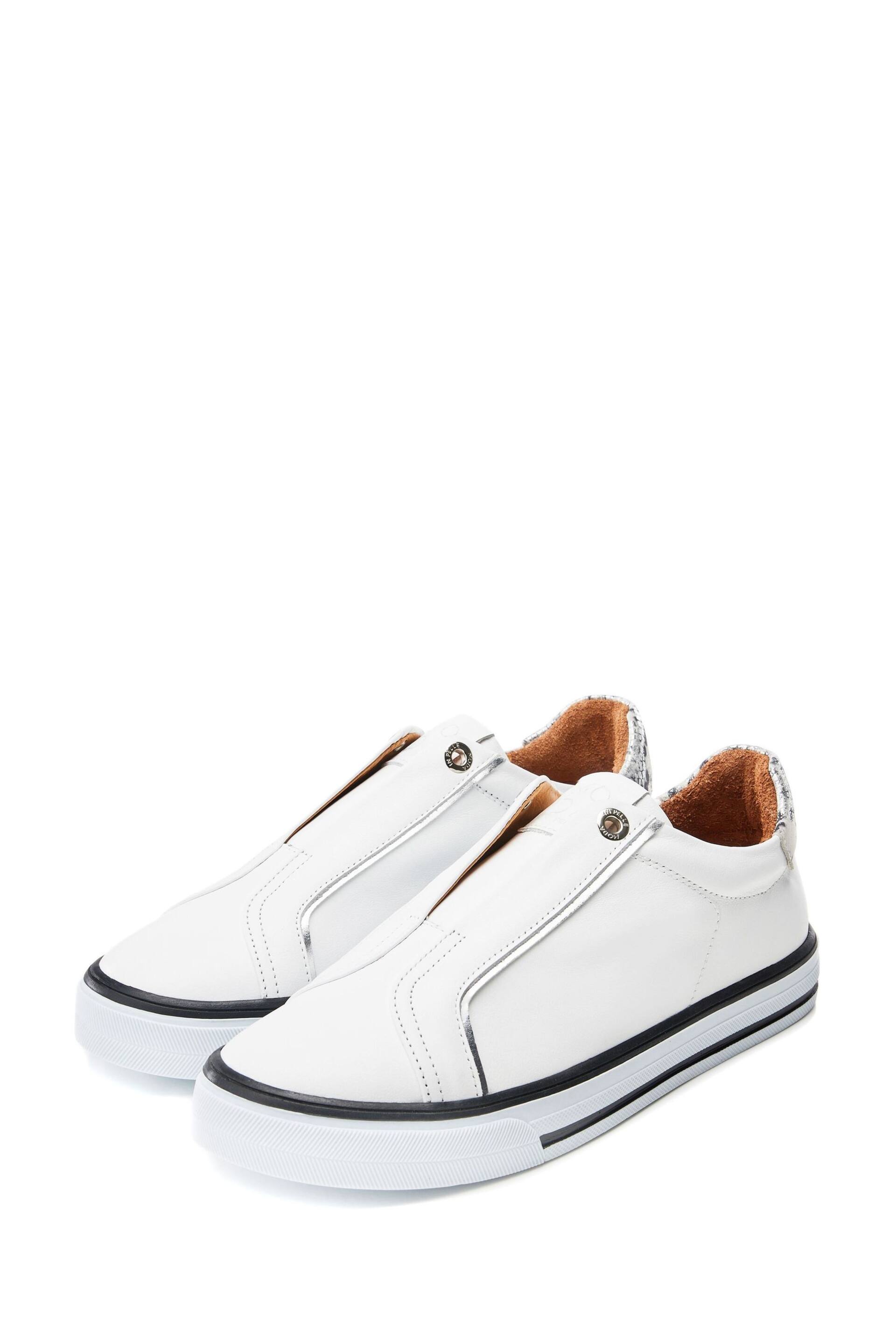 Moda in Pelle Bennii Elastic White Slip-Ons With Foxing Sole - Image 1 of 4
