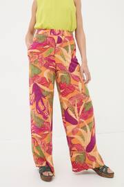 FatFace Orange Falon Tropical Floral Wide Leg Trousers - Image 1 of 5