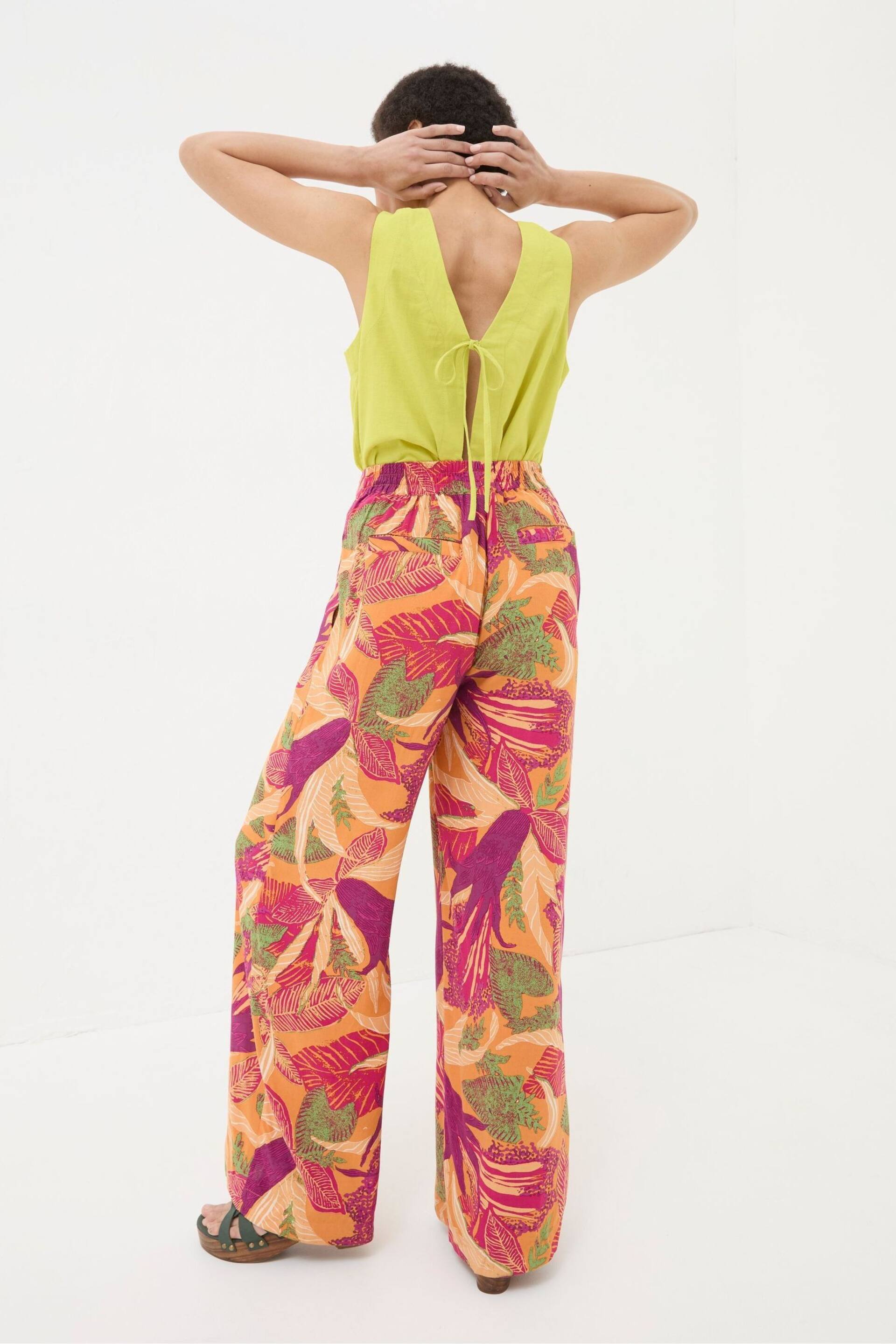 FatFace Orange Falon Tropical Floral Wide Leg Trousers - Image 4 of 5