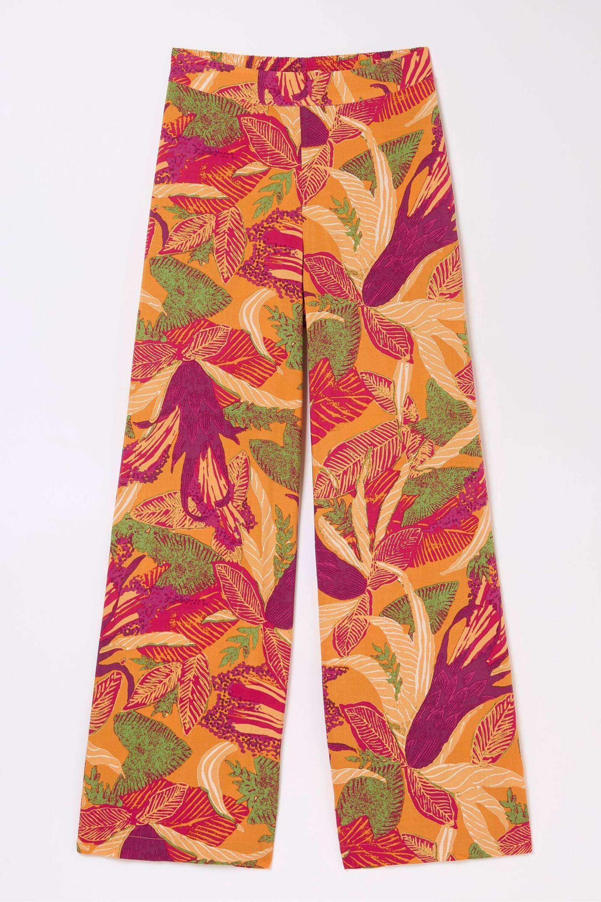 FatFace Orange Falon Tropical Floral Wide Leg Trousers - Image 5 of 5