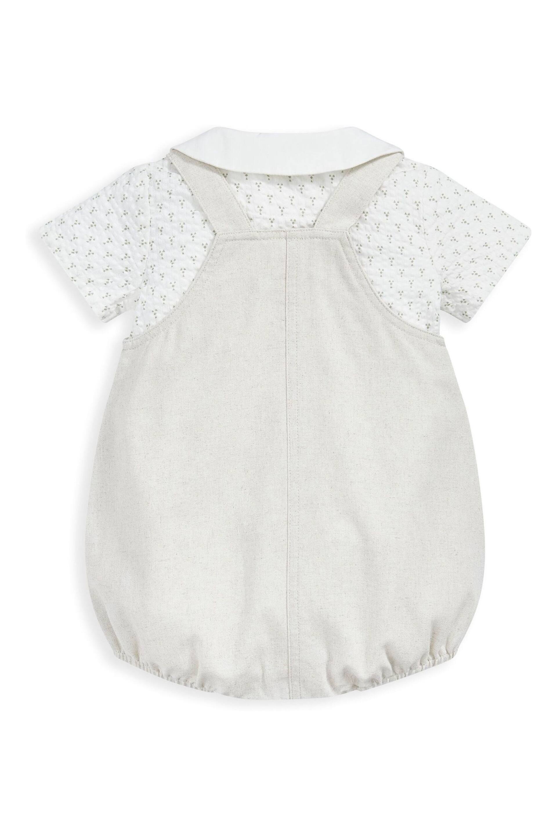 Mamas & Papas x Laura Ashley Cream Nutmeg Print Shirt And Dungaree Set 2 Piece - Image 2 of 5