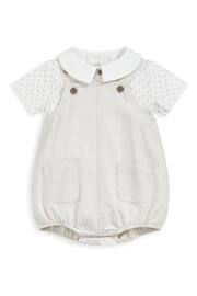 Mamas & Papas x Laura Ashley Cream Nutmeg Print Shirt And Dungaree Set 2 Piece - Image 3 of 5