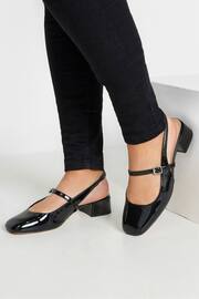 Yours Curve Black Patent Mary Jane Slingback Heels In Extra Wide EEE Fit - Image 1 of 5
