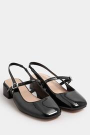 Yours Curve Black Patent Mary Jane Slingback Heels In Extra Wide EEE Fit - Image 2 of 5