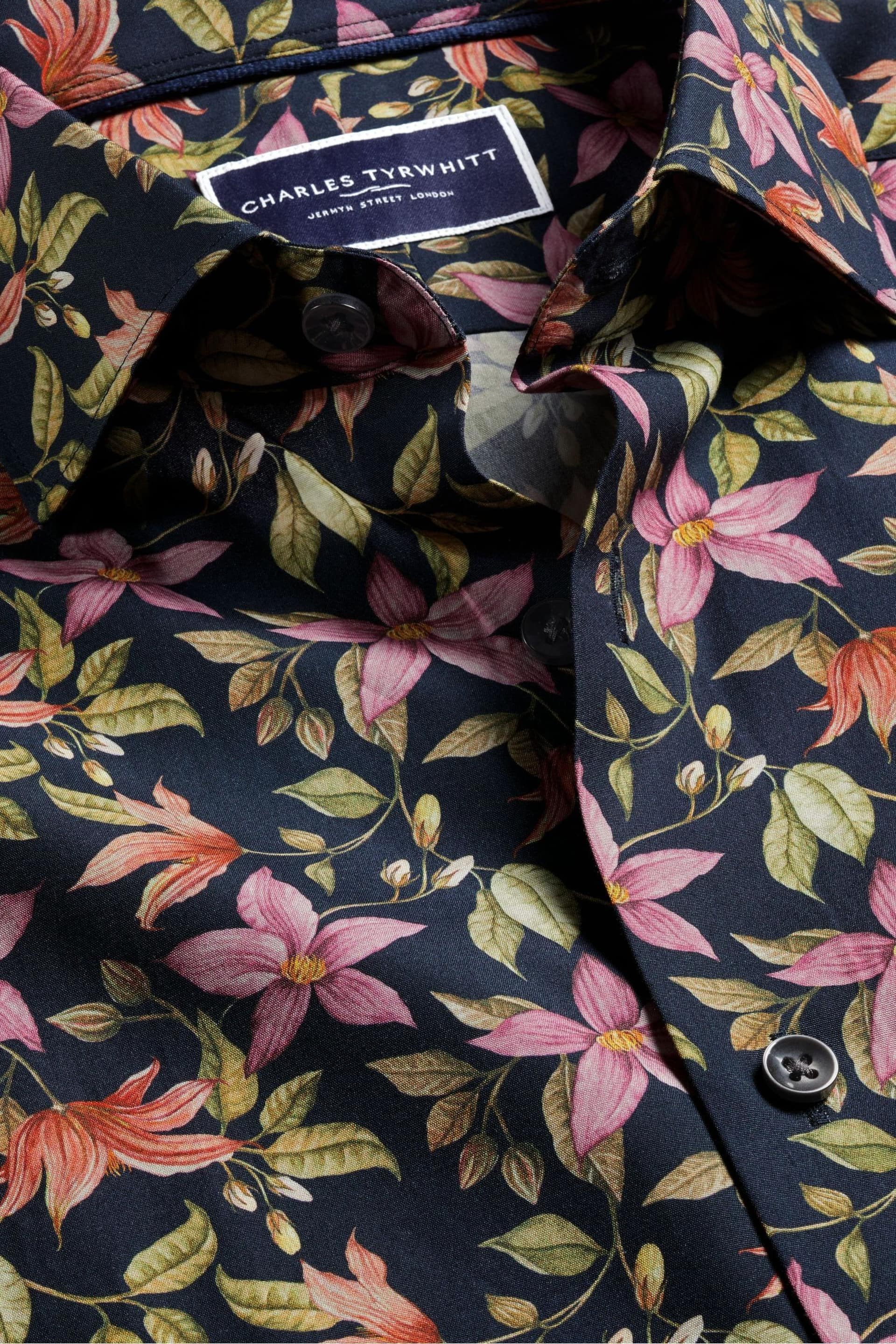 Charles Tyrwhitt Blue Classic Fit Liberty Fabric Floral Print Shirt - Image 5 of 5