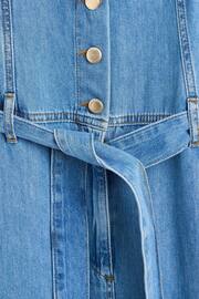 Oliver Bonas Blue Denim Puff Sleeve Jumpsuit - Image 8 of 9