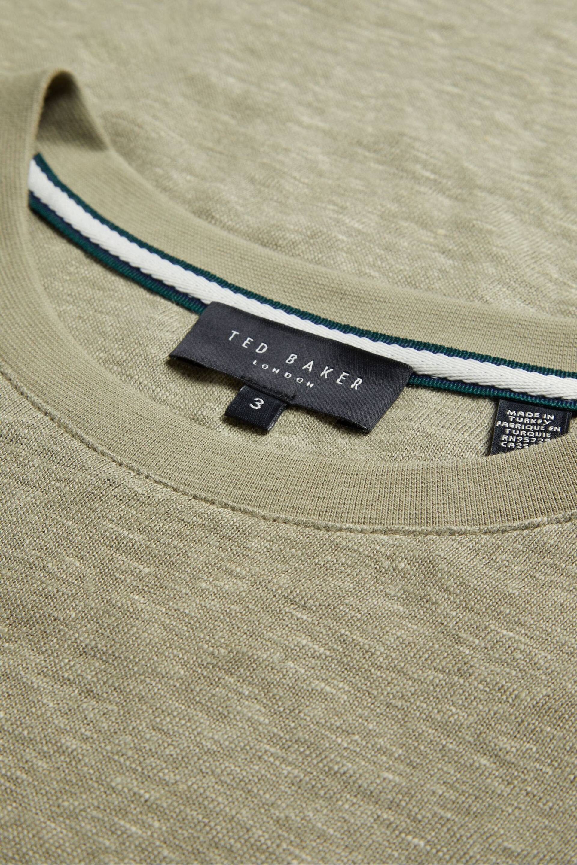 Ted Baker Green Regular Flinlo Linen T-Shirt - Image 5 of 5