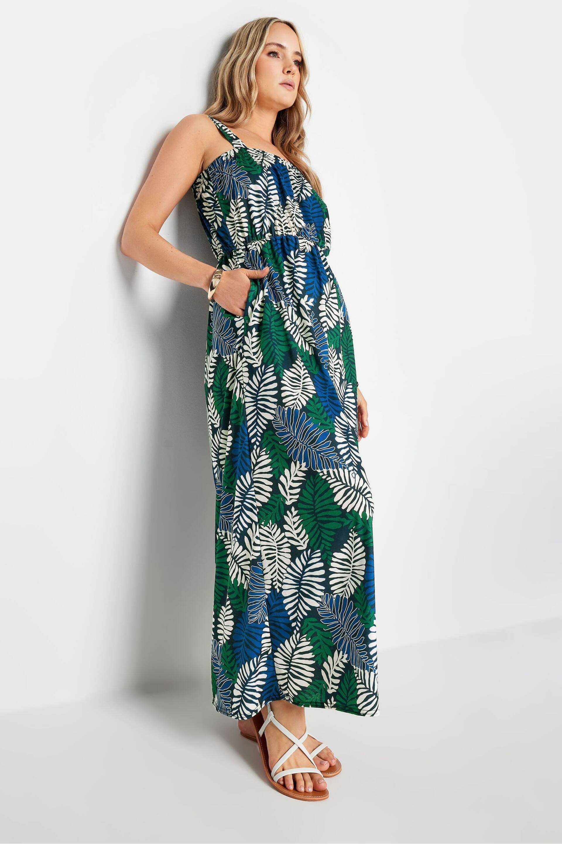 Long Tall Sally Blue LTS Tall Navy Tropical Print Midi Dress - Image 1 of 5
