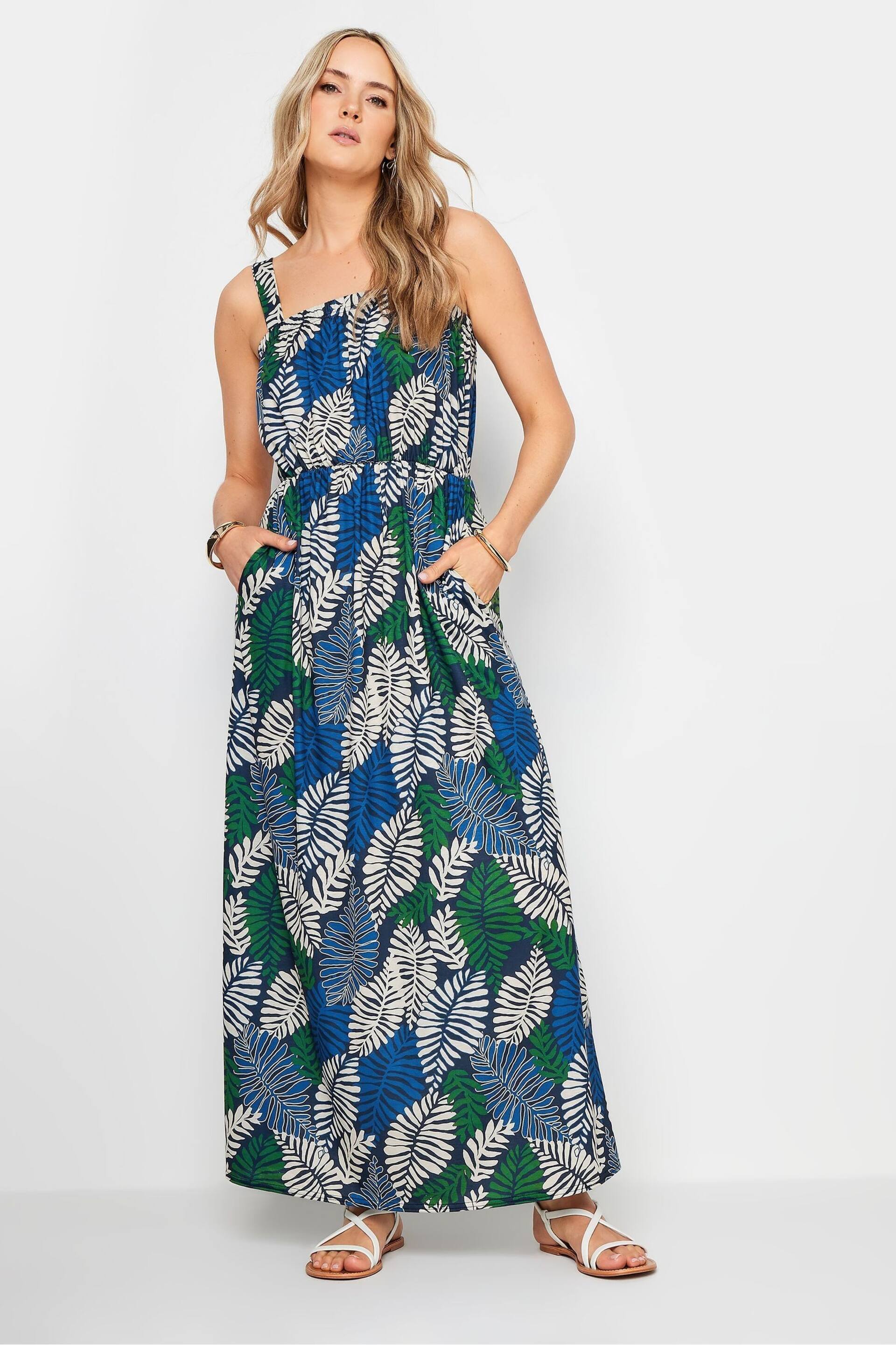 Long Tall Sally Blue LTS Tall Navy Tropical Print Midi Dress - Image 2 of 5